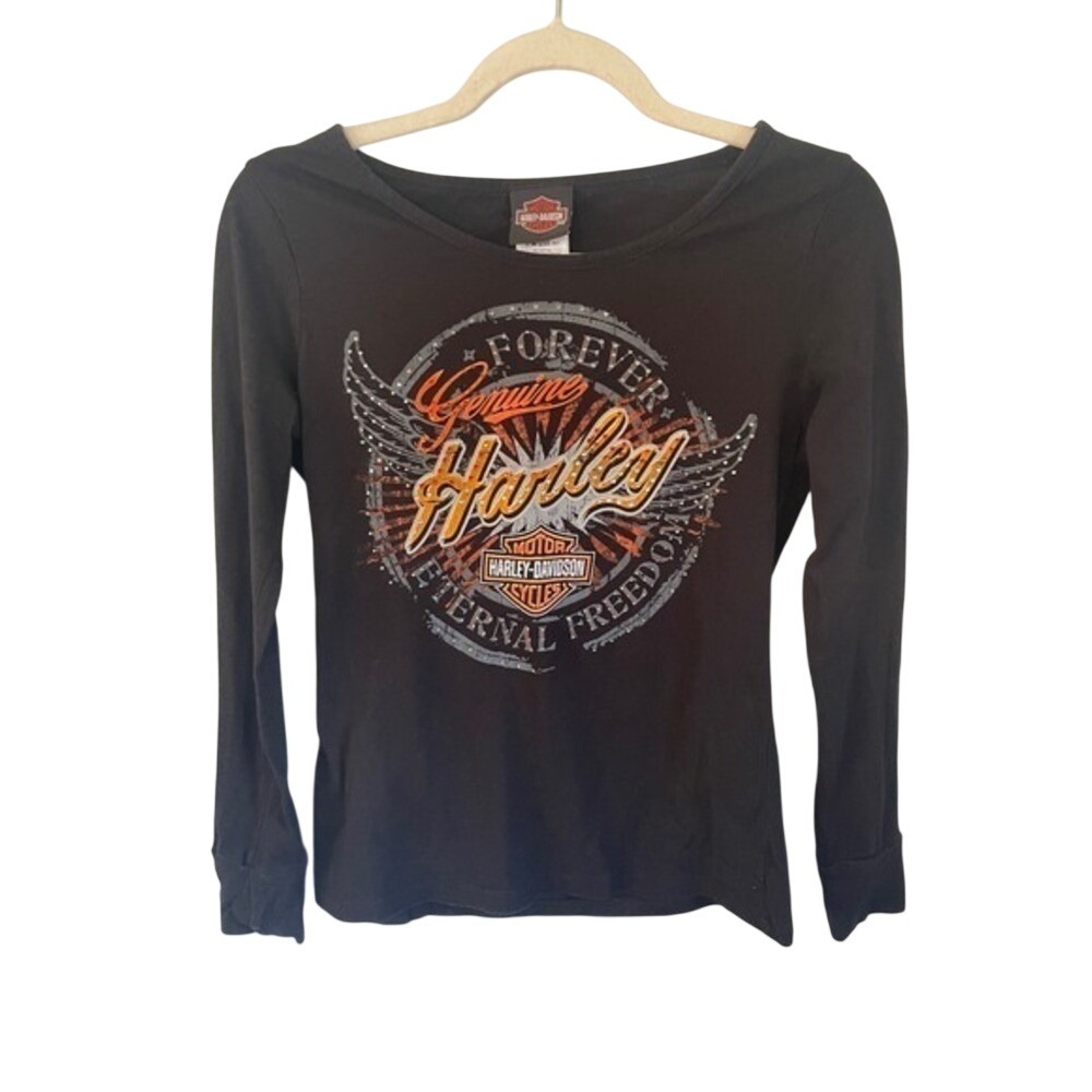 Women's Genuine Harley Davidson  Long Sleeve Forever Eternal Freedom Shirt Small